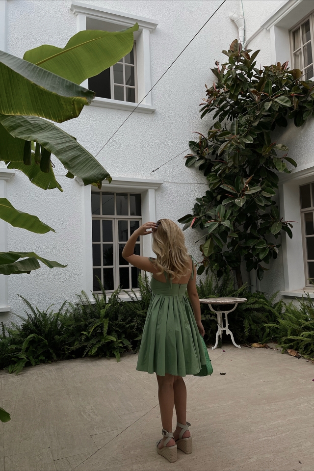 Green Strapped Mini Dress ATE1542