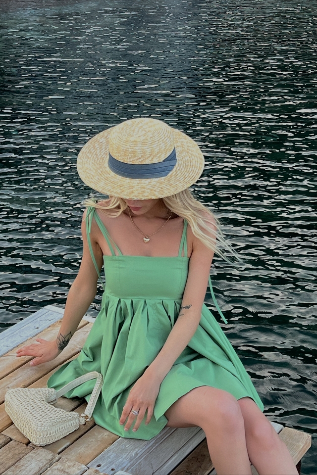 Green Strapped Mini Dress ATE1542