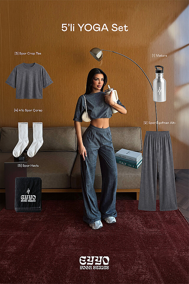 Gri Azeji 5'li Yoga Set