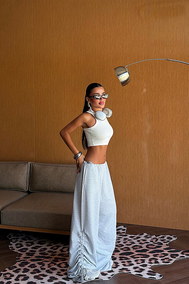 Gri Bağlamalı Pantolon 