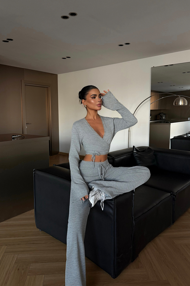 Gri Lucienne Triko Takım ATE-4634 - EYYO