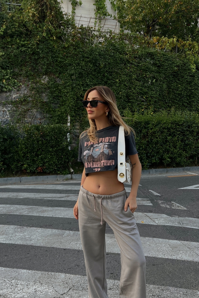 Holly Gri Düşük Bel Eşofman Altı ATE2003