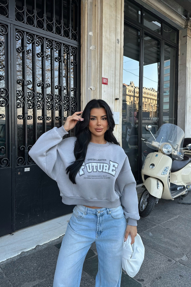 Gri Future Yazılı Sweat ATE-0321 - EYYO