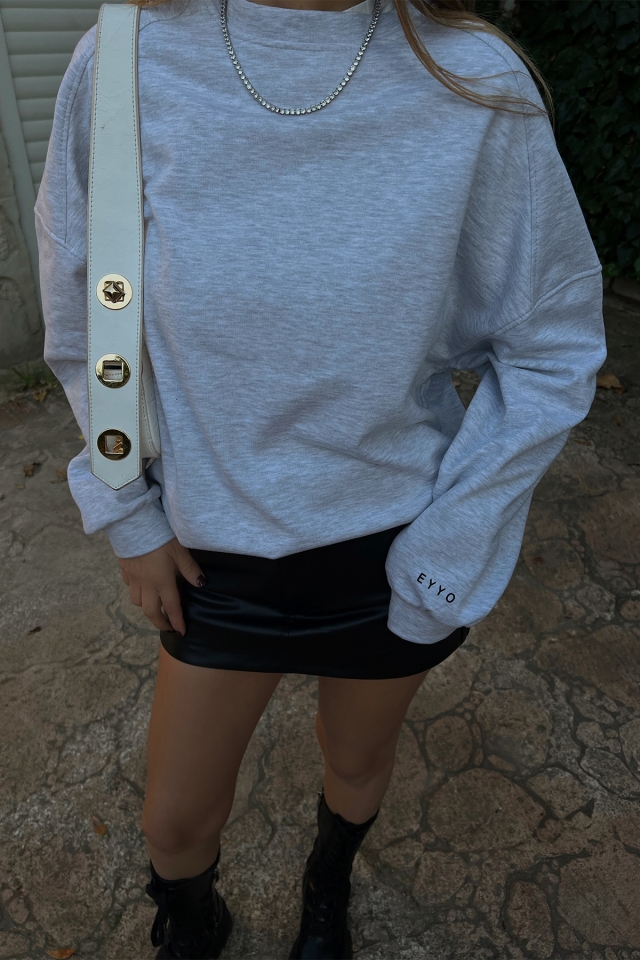 Gri Oversize Basic Sweat ATE2484