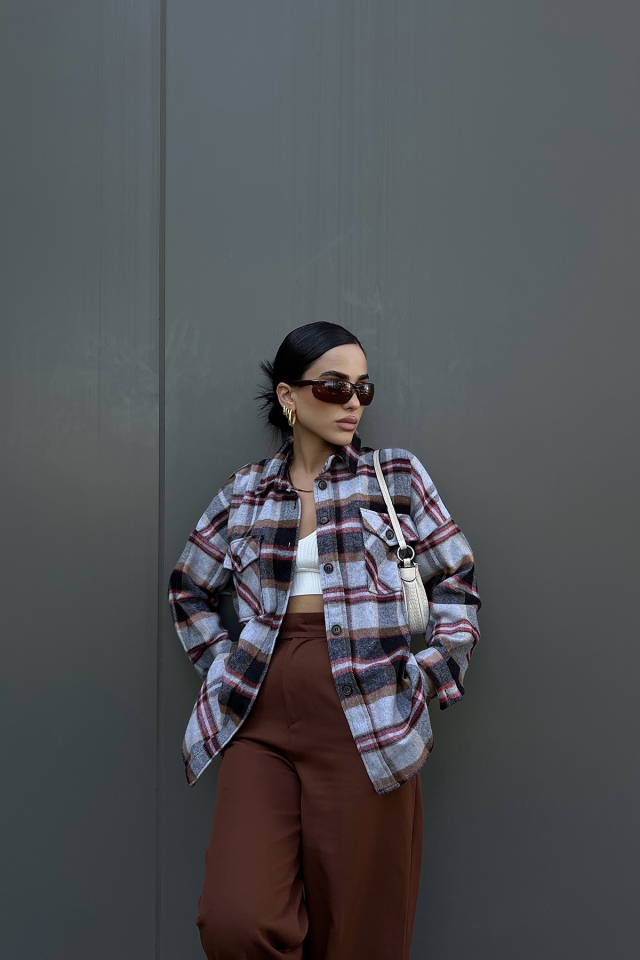 Gri Oversize Oduncu Gömlek ATE2624
