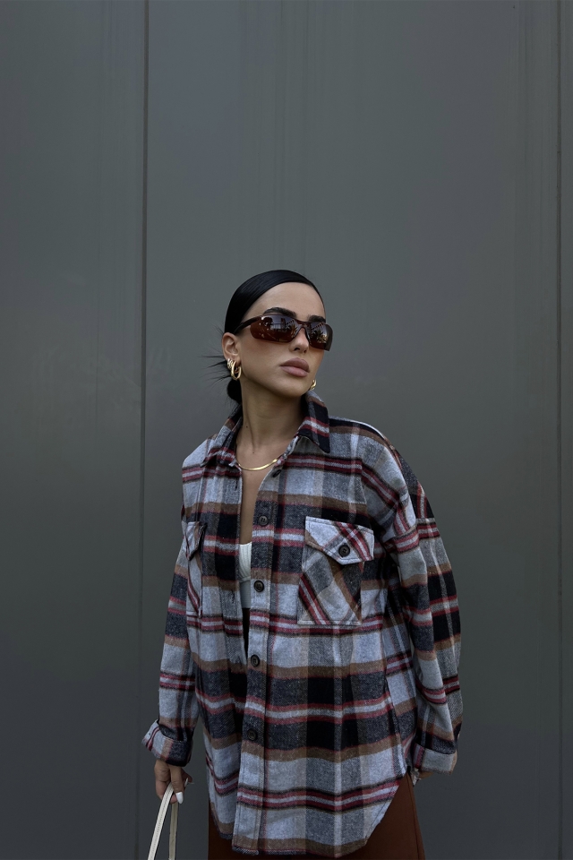 Gri Oversize Oduncu Gömlek ATE2624