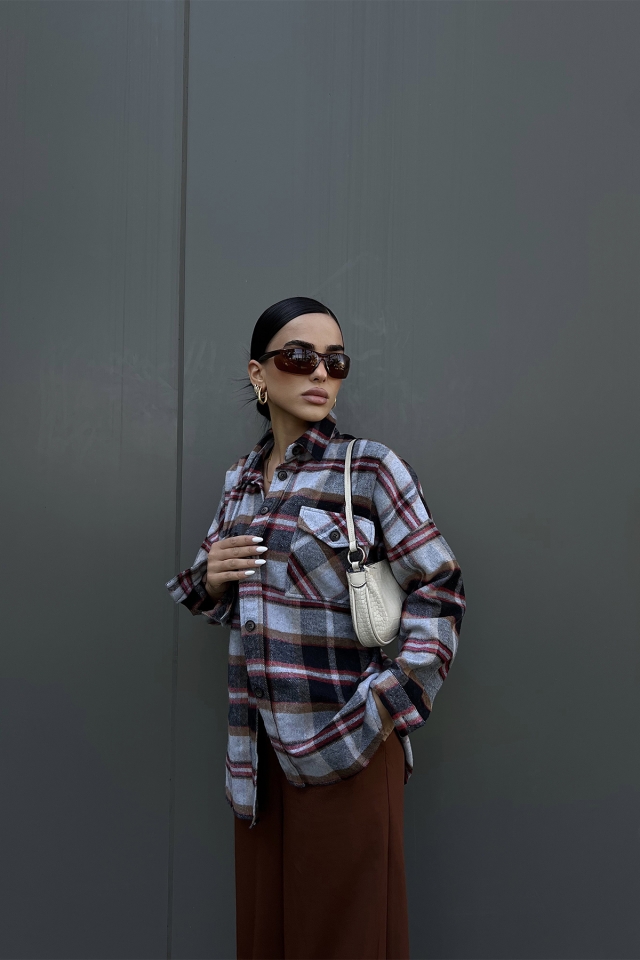 Gri Oversize Oduncu Gömlek ATE2624