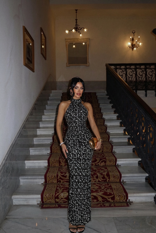 Gri Shion Payetli Elbise ATE-2528 - EYYO