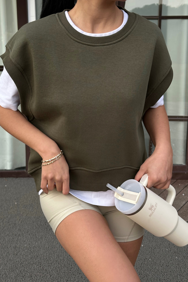 Haki Alıce Sıfır Kol Sweat ATE-0693
