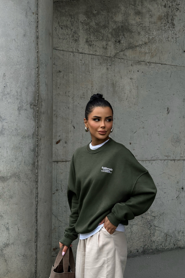 Haki Arkası Yazılı Sweat ATE-0277