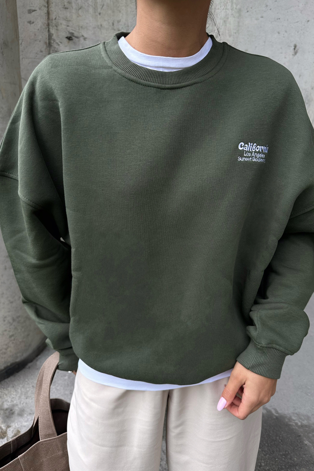 Haki Arkası Yazılı Sweat ATE-0277