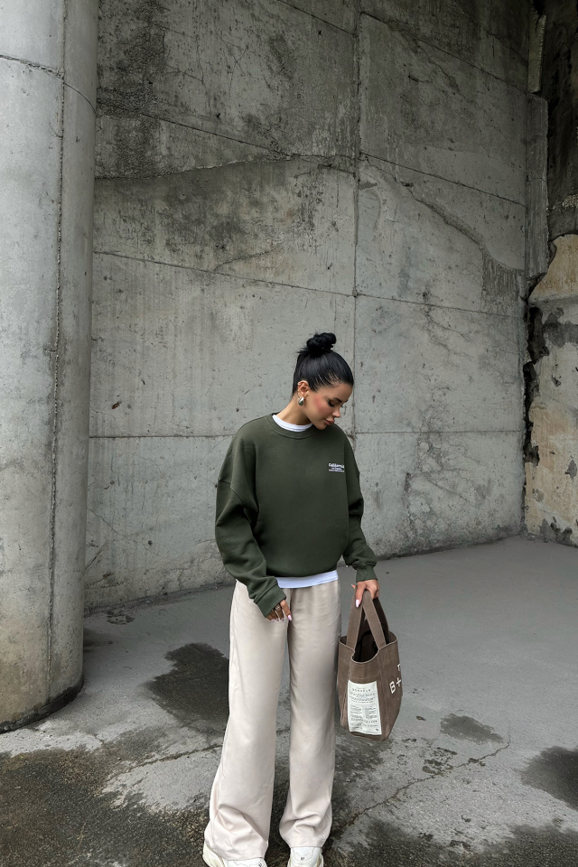 Haki Arkası Yazılı Sweat ATE-0277