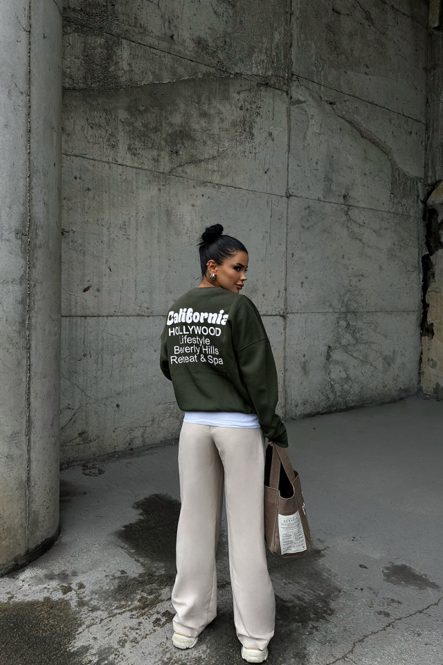 Haki Arkası Yazılı Sweat ATE-0277
