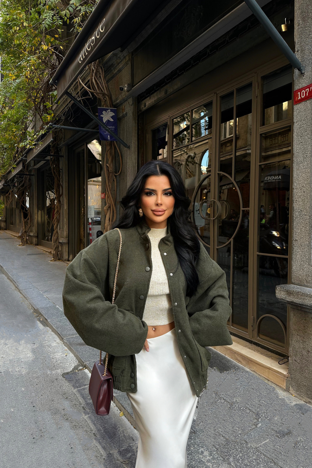 Haki Cep Detay Kaşe Mont ATE-0730 - EYYO