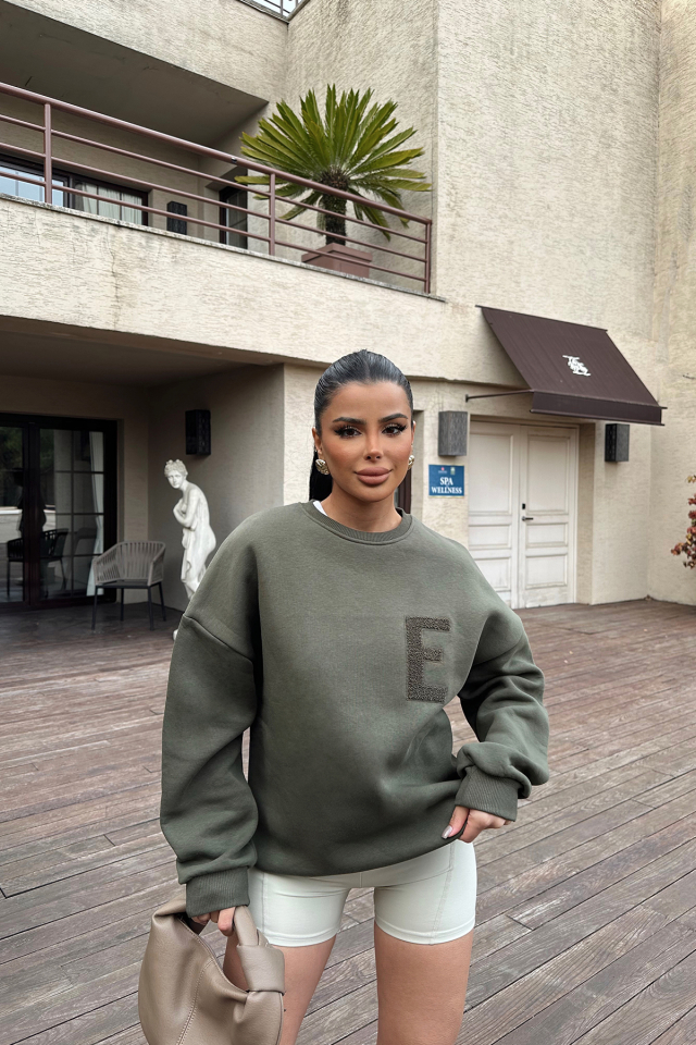 Haki E Nakışlı Sweat ATE-0709