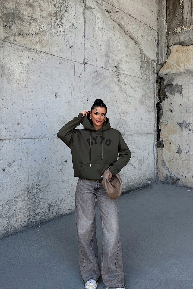 Haki Dove Eyyo Nakışlı Sweat ATE-0800