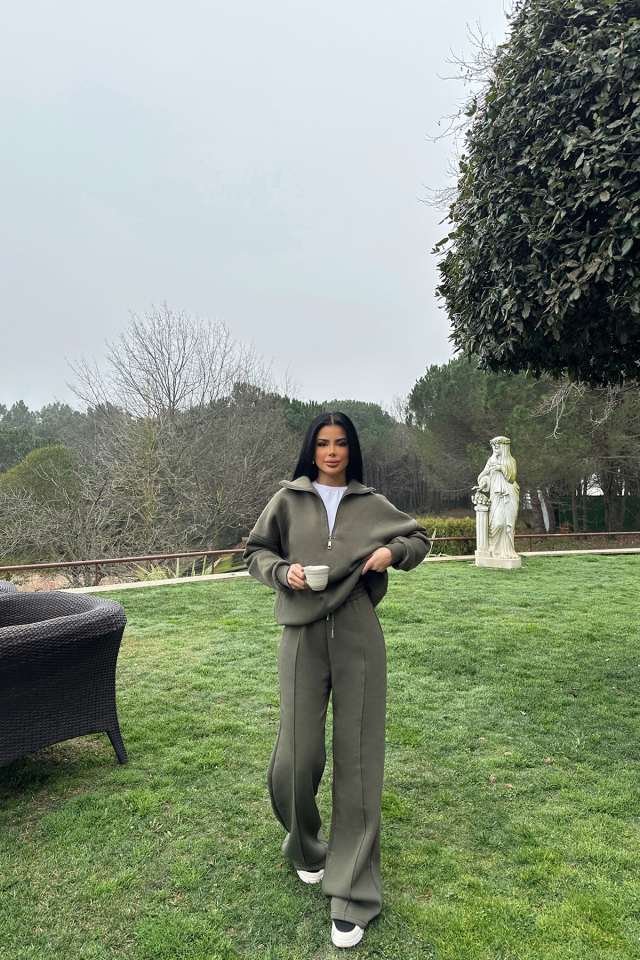 Haki Fermuar Detay Takım ATE-0814 - EYYO