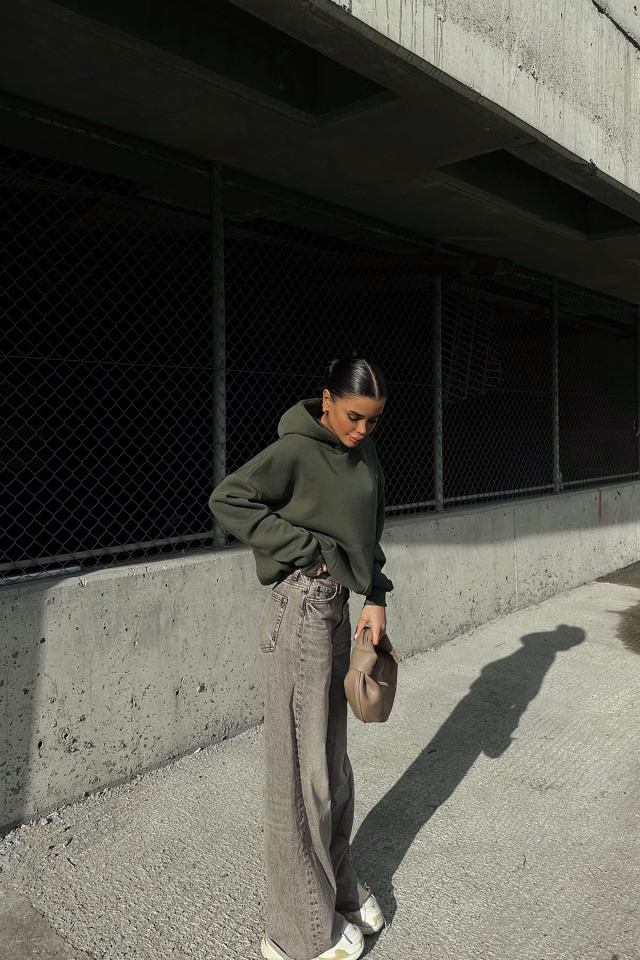 Haki Kanguru Cepli Sweat ATE-0284