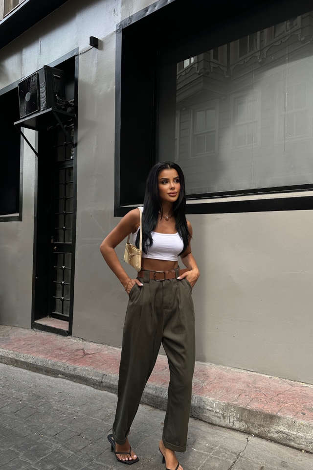 Haki Kemer Detay Pantolon ATE6664 - EYYO