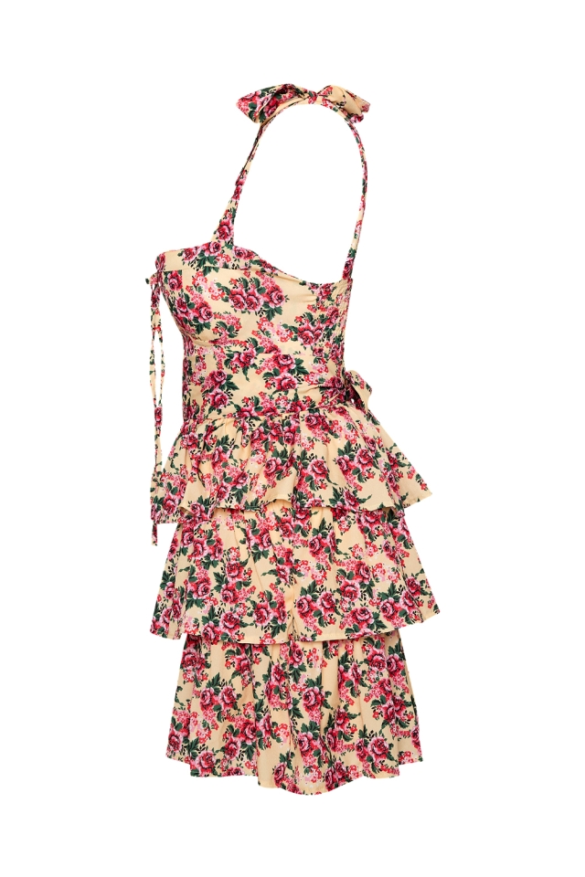 Halter Lotus With Flower Dress ATE71