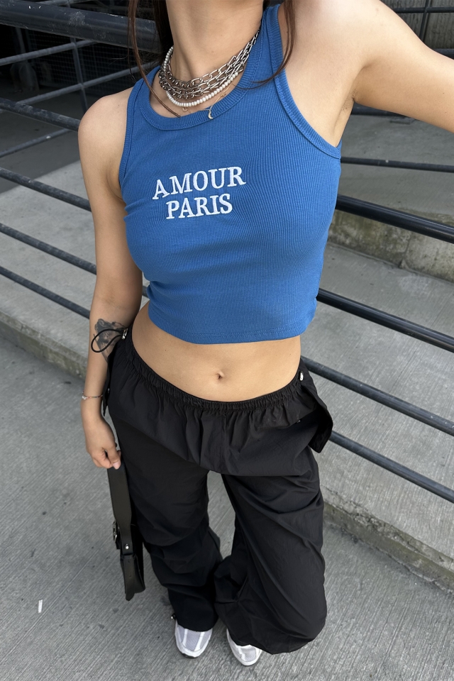 İndigo Amour Parıs Yazılı Crop Top ATE7321