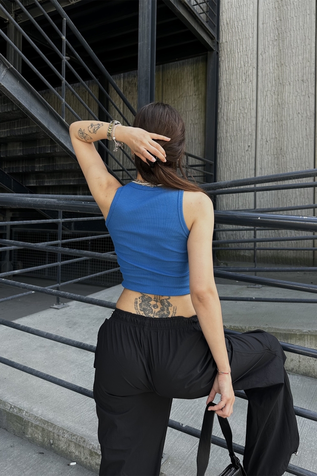 İndigo Amour Parıs Yazılı Crop Top ATE7321