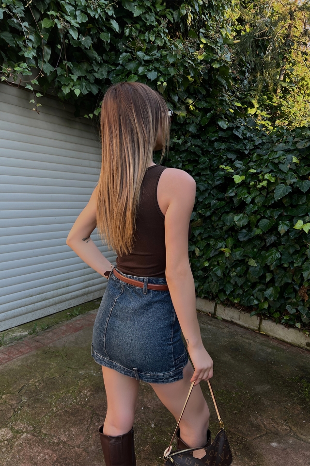 Kahverengi Askılı Bodysuit ATE3944