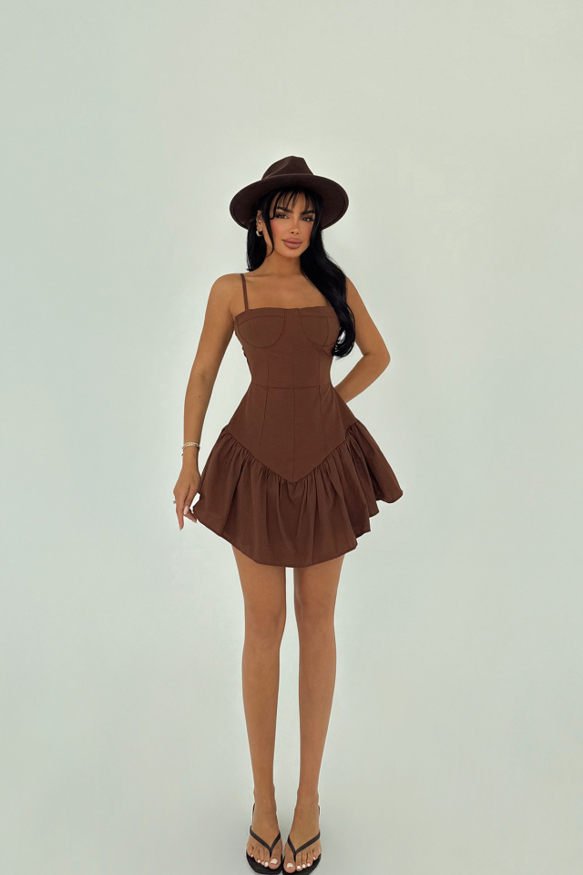 Kahverengi Tatiana Elbise ATE-1411 - EYYO