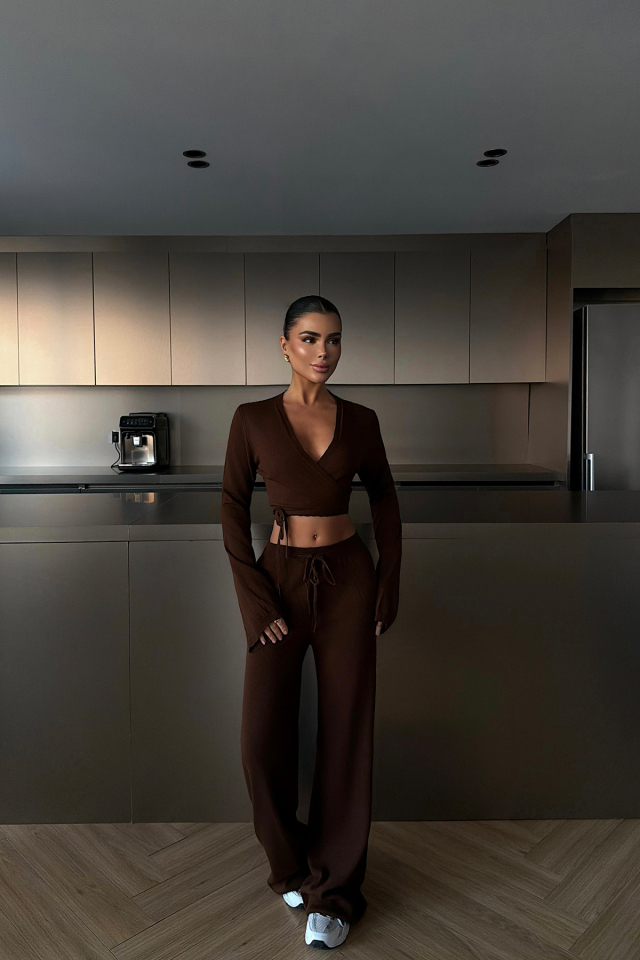 Kahverengi Lucienne Triko Takım ATE-4633 - EYYO