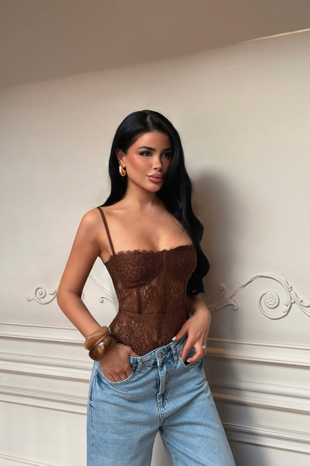 Kahverengi Aqipur Bodysuit