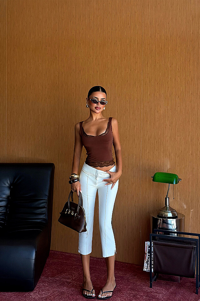 Kahverengi Simara Crop Top