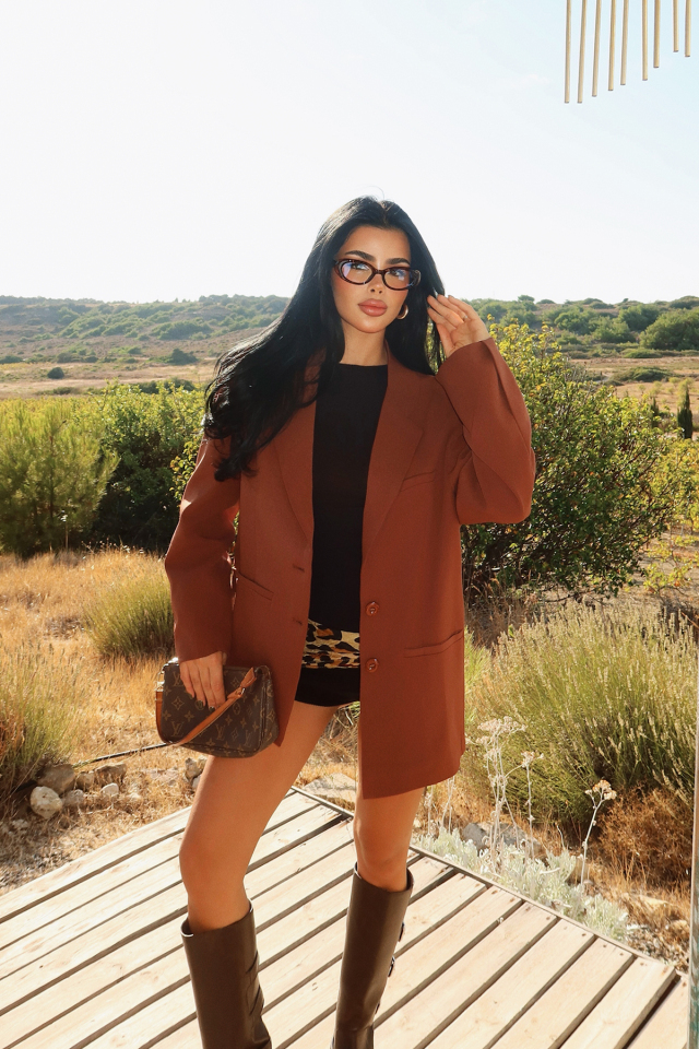Kahverengi Sidrit Oversize Blazer ATE-2271