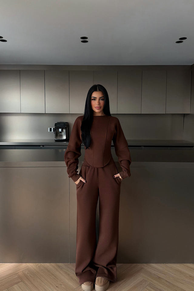 Kahverengi Oska Eşofman Takımı ATE-4106 - EYYO