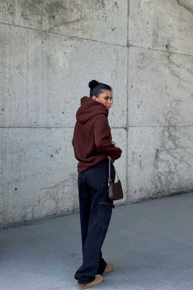 Kahverengi Dove Eyyo Nakışlı  Sweat ATE-0803