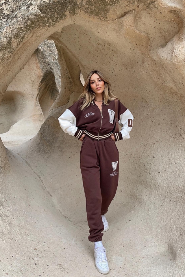 Kahverengi Kolej Ceketli Takım ATE1987 - ROSEARYA