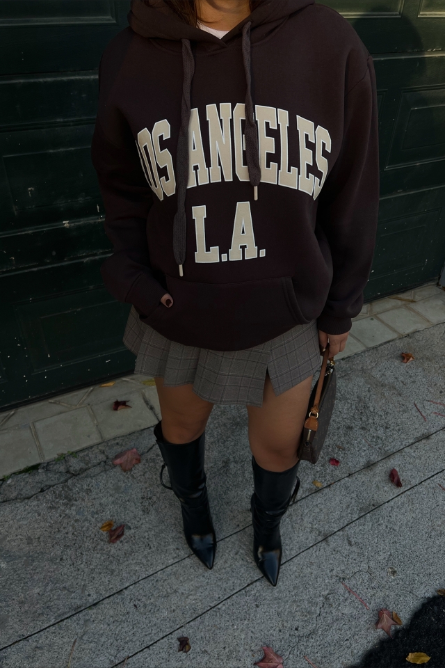 Kahverengi Los Angeles Baskılı Sweat ATE2538