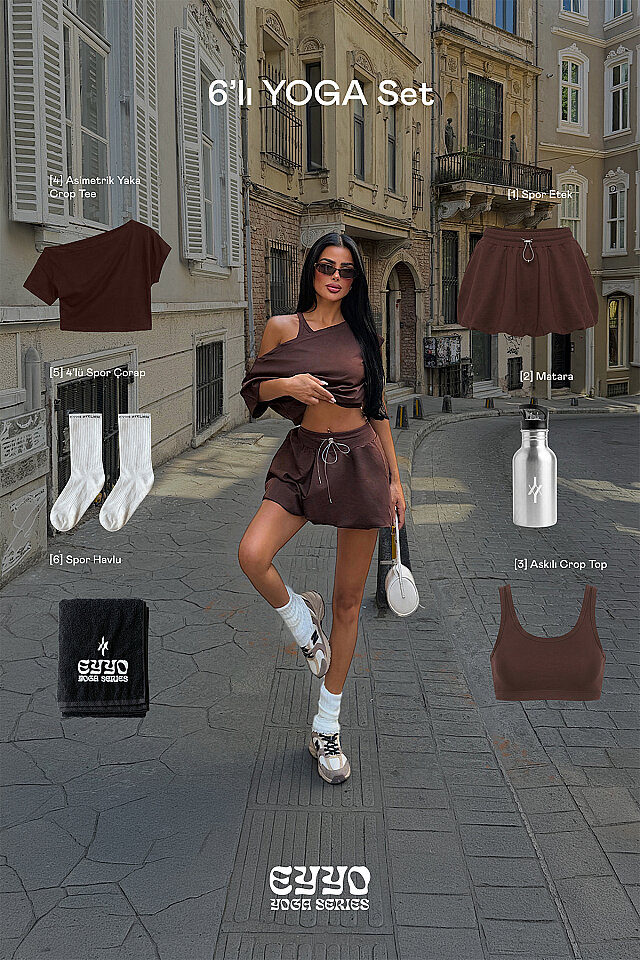 Kahverengi Elmira 6 Lı Yoga Set