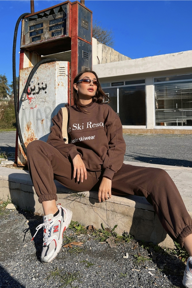 Kahverengi Önü Baskılı Takım ATE2585 - EYYO