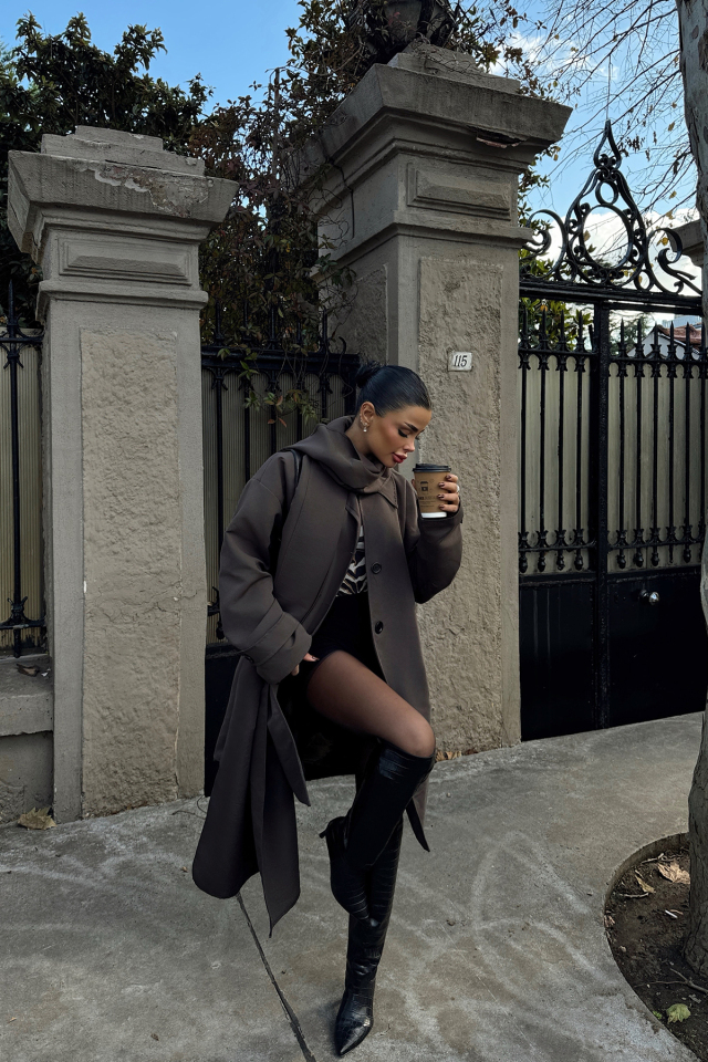 Kahverengi Acler Sal Yaka Trençkot ATE-1963 - EYYO