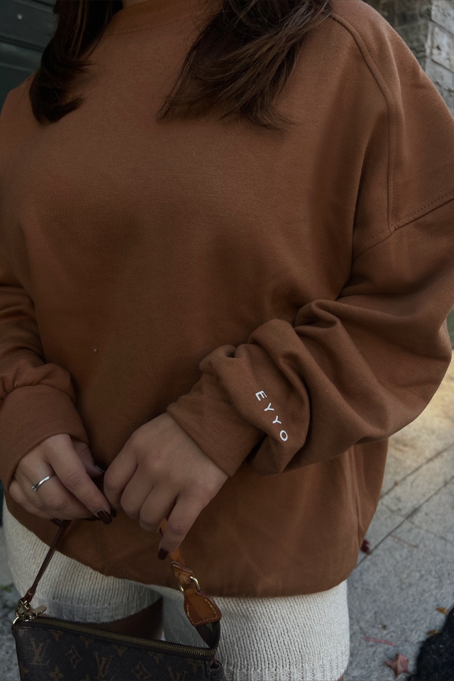 Kahverengi Oversize Basic Sweat ATE2525