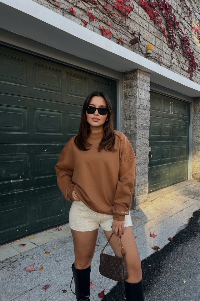 Kahverengi Oversize Basic Sweat ATE2525