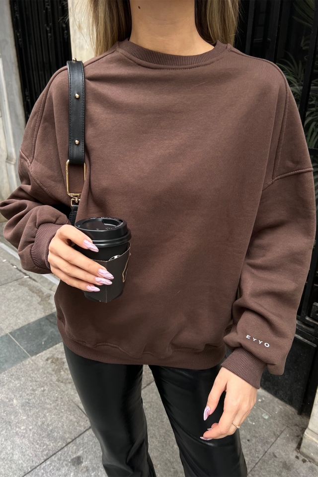 Kahverengi  Oversize Basic Sweat ATE4250