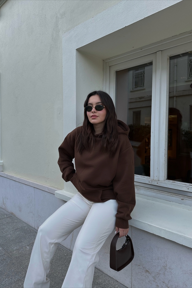 Kahverengi Oversize Sweat ATE3501
