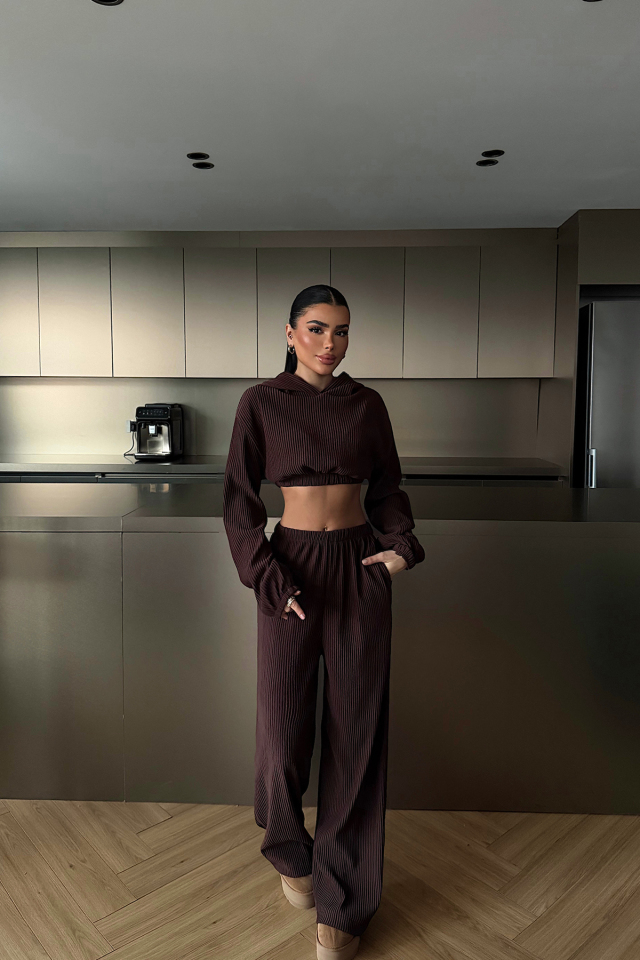 Kahverengi Dixie Kapüşonlu Alt Üst Takım ATE-2770 - EYYO