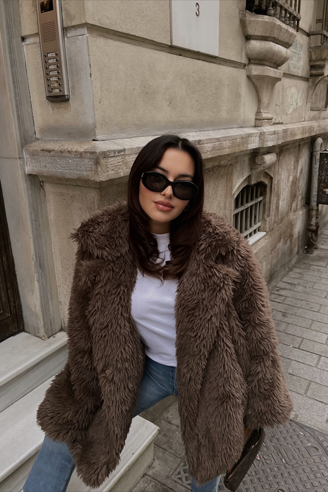 Kahverengi Peluş Ceket ATE2791