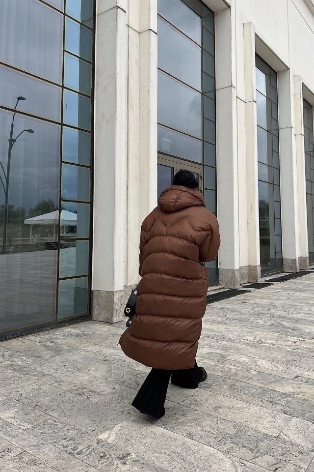 Kahverengi Şişme Uzun Mont ATE2131