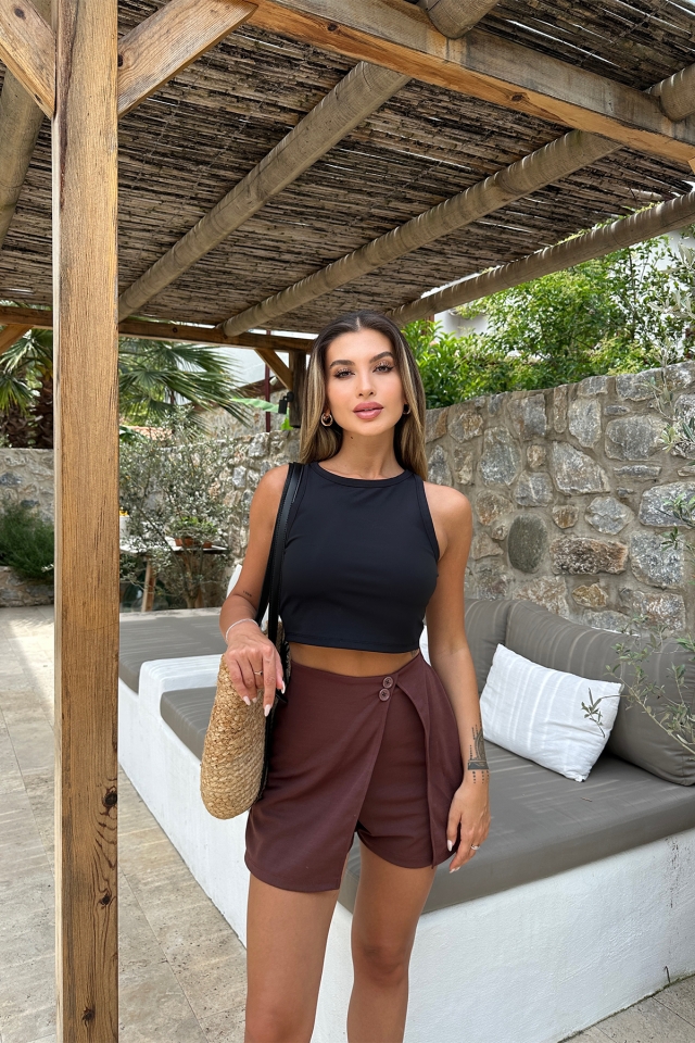 Kahverengi Şort Etek ATE7232