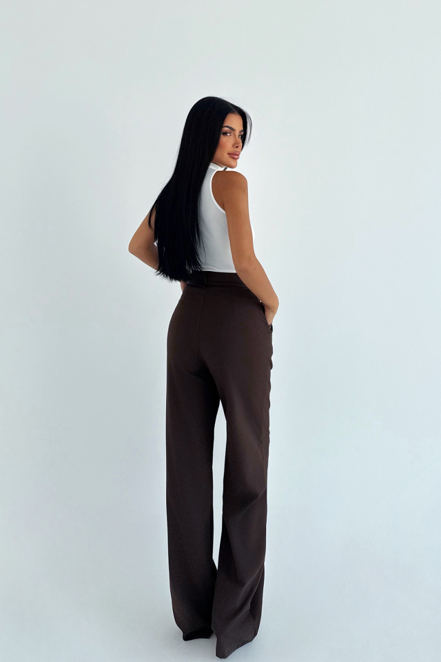 Kahverengi Sorine Yüksel Bel Pantolon ATE-2992
