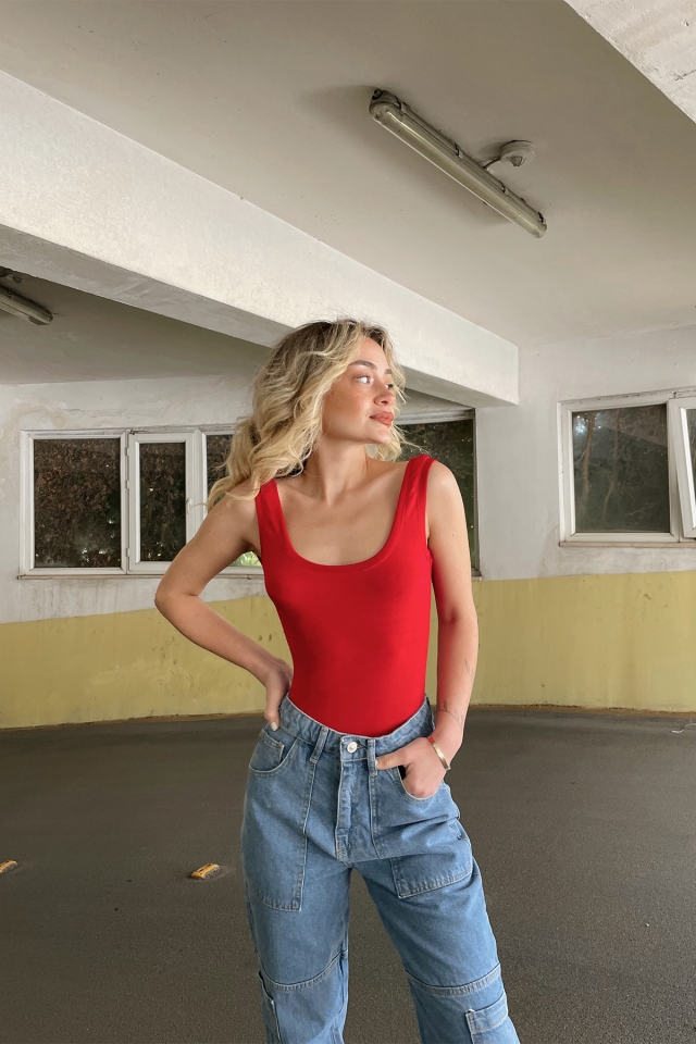 Kırmızı Askılı Bodysuit ATE1397 - DEPPOT