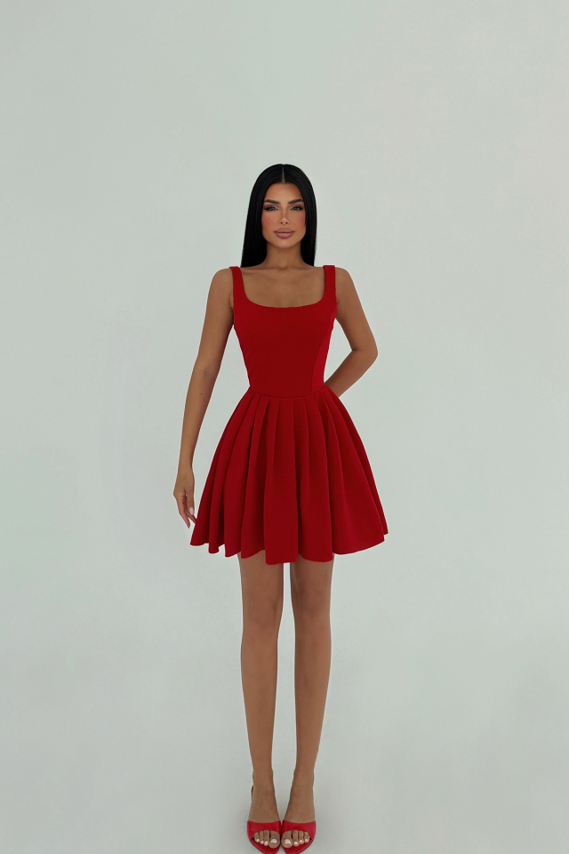 Kırmızı Yolian Mini Elbise ATE-1537